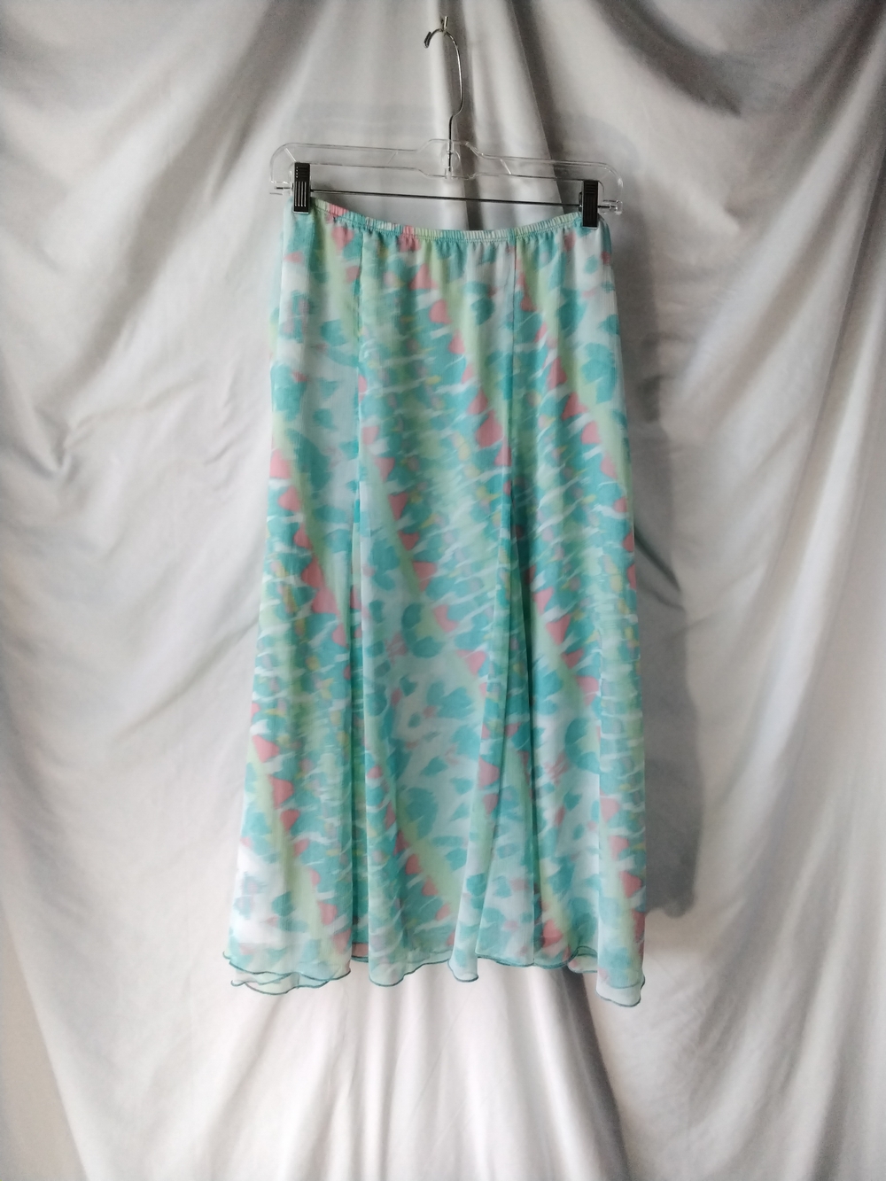 Ruby Rd. Pastel Printed Midi Skirt in Light Blue, Pink & Mint